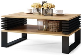 GOKEE artisanaal eik / zwart mat - moderne salontafel met legplank