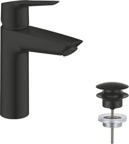 Grohe Quickfix Start M-size wastafelkraan met push-open waste mat zwart