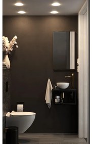 Sjithouse Furniture fonteinset met witte waskom 26.5 inclusief afvoer sifon en kraan en spiegel messing goud