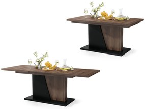 NOBLE NOIR Eik bruin/zwart mat – uitschuifbare tafel tot 218 cm, voor 8, 10 personen.