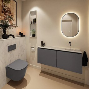 Mondiaz Ture DLux toiletmeubel 120cm dark grey met wastafel opalo rechts zonder kraangat