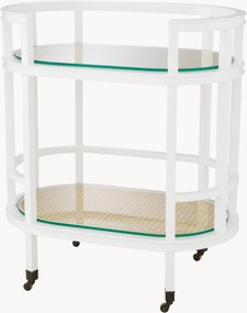 Barcart Bahamas van mahoniehout met glazen en rotan planken