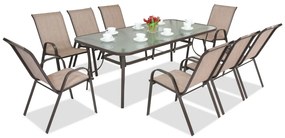 Stalen dining tuinmeubelen Modena voor 8 personen met grote tafel Garden Point bruin