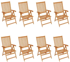 vidaXL Tuinstoelen 8 st verstelbaar met kussens massief teakhout