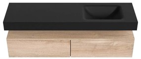 Zaro Alan badmeubel 160cm washed oak 2 lades met vrijhangende wastafel cloud rechts zonder kraangat urban
