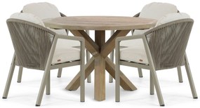 Tuinset 4 personen 120 cm Aluminium/rope Taupe Santika Furniture Santika