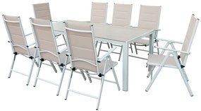 Aluminium tuinmeubelen met grote Polywood Verona tafel voor 8 personen Garden Point beige
