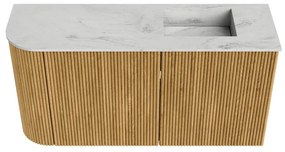 Mondiaz Joya DLux 80cm toiletmeubel ronding links oak met wastafel faye rechts zonder kraangat opalo