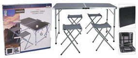 Redcliffs Campingtafel inklapbaar met 4 stoelen 120x60x70 cm grijs