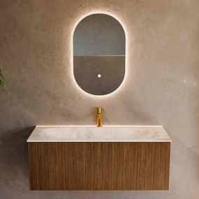 Mondiaz Kurve-dlux 110cm badmeubel dusk met 1 lade en wastafel big medium midden 1 kraangat frappe
