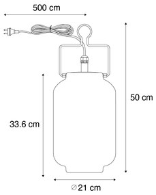 Buiten hanglamp wit 20 cm met stekker IP44 - Pion Modern E27 IP44 Buitenverlichting rond