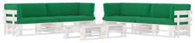 vidaXL 6-delige Loungeset pallet met kussens wit geïmpregneerd hout