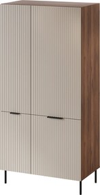 Kledingkast Mardalu 104, Notenhout, Kasjmier, 186x90x52cm, 72.5 kg, Kledingkast deuren: Met scharnieren