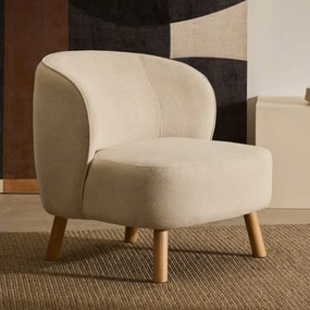 Kave Home Ulit Fauteuil Beige Chenille Met Houten Pootjes