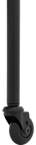 Goossens Eetkamerstoel Funk Zwarte Poten lichtgrijs stof leuning en met wielenZwart skater wiel met zwarte kap, modern design