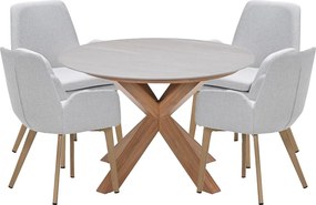 Garden Impressions Amalia tuinset 5-delig light teak look - Duuk tuintafel Ø120 cm