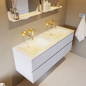 Mondiaz Vica DLux badmeubel 130cm cale 4 lades met wastafel ostra dubbel zonder kraangat