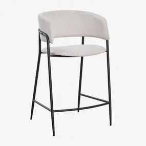 Nalon Hoge Gestoffeerde Kruk Zwart & ↑65 Cm & Stof Gebroken Wit - Sklum