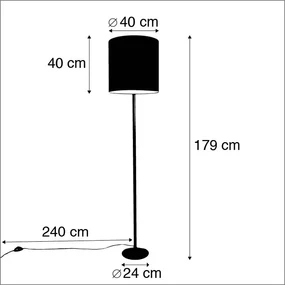 Vloerlamp antiek grijs velours kap blauw 40 cm - Simplo Retro E27 Binnenverlichting Lamp