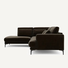 Linkse hoekbank met leuning in fluweel, Marsile