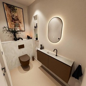 MONDIAZ TURE-DLUX 120cm toiletmeubel Rust. EDEN wastafel Ostra positie midden. Met 1 kraangat. TUREDX120RUSM1OST