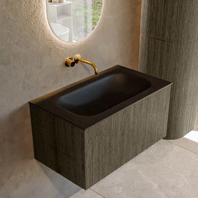 Mondiaz Kurve 80cm badmeubel shadow met 1 lade en wastafel big small midden zonder kraangat urban