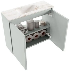 Mondiaz Ture DLux toiletmeubel 60cm greey met wastafel frappe midden zonder kraangat