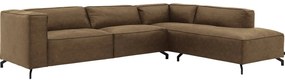 Goossens Bank Calvin groen, micro leer, 3,5-zits, modern design met ligelement rechts