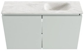 Mondiaz Ture DLux toiletmeubel 80cm greey met wastafel ostra rechts zonder kraangat