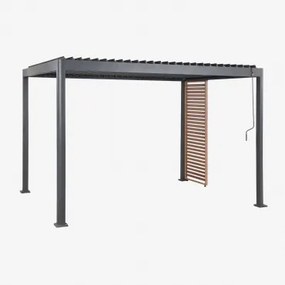 Bioclimatische Aluminiumpergola Met Lamellen En Druvia-paneel Grafietgrijs - Kastanjehoutbruin & Pergola Van 3x4x2,6 M Met 1 Paneel Van 90,5 Cm -