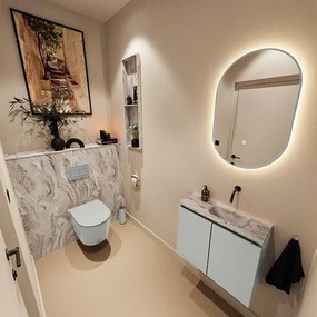 MONDIAZ TURE-DLUX 60cm toiletmeubel Greey. EDEN wastafel Glace positie rechts. Zonder kraangat. TUREDX60GRER0GLA