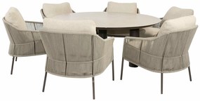 Taste by 4 Seasons Florence low dining set terre met Donato tafel 160 cm Tuinstoel bruin weerbestendig