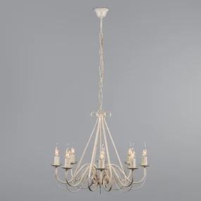 Eettafel / Eetkamer Kroonluchter crème met klemkap 12 cm zwart - Giuseppe Klassiek / Antiek, Landelijk / Rustiek E14 rond Binnenverlichting Lamp