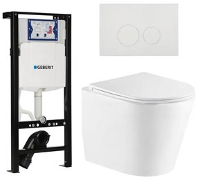QeramiQ Dely Toiletset - 36.3x51.7cm - diepspoel - rimless - Inbouwreservoir met Geberit UP320 spoelmechanisme - softclose toiletzitting - glans witte bedieningsplaat - ronde knoppen - wit glans SW1026255/SW1381697/SW706186/SW1159504