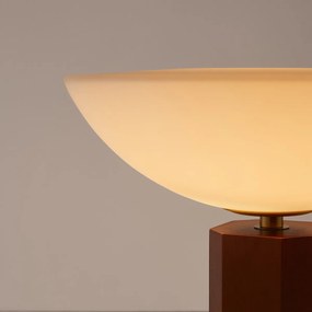 Tafellamp, van opaalglas en eikenhout, BRUA