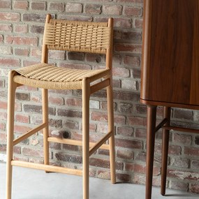 Dutchbone Cecile Houten Frame Barkruk Naturel