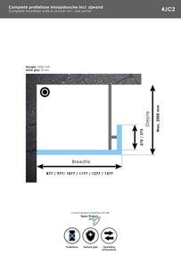 Brauer JC profielloze inloopdouche 130/40cm zwart mat