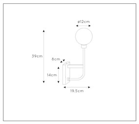 Lucide Berend wandlamp 33W hoog zwart