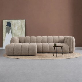 Hoekbank Met Lijnstructuur Links Beige