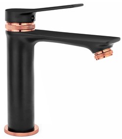 Wastafelkraan Rea Viral Black Rose Gold Low