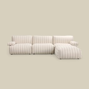 Modulaire Bank Met Hocker Strepen Beige Wit