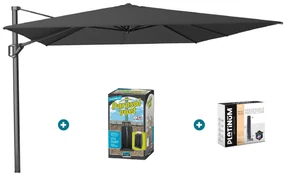 Platinum Challenger zweefparasol T1 Premium 4x3 m. - Faded Black - met ingraafvoet en hoes
