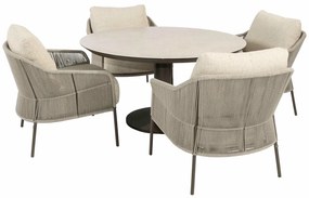 Taste by 4 Seasons Florence low dining tuinset terre met Sarah tafel met geprint keramisch blad Ø 130 cm Tuinset   bruin weerbestendig