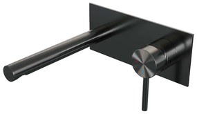 Brauer Gunmetal Edition ColdStart wastafelkraan inbouw rechte uitloop met achterplaat model A1 gunmetal geborsteld PVD