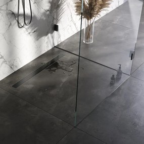 Brauer douchegoot 90x7cm met multifunctioneel rooster en flens gunmetal geborsteld PVD