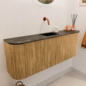 Mondiaz Joya DLux 115cm toiletmeubel ronding links/rechts oak met wastafel faye midden zonder kraangat lava