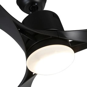 Plafondventilator met lamp zwart incl. LED en afstandsbediening - Kolm Modern rond Binnenverlichting Lamp
