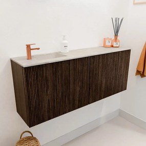 Mondiaz Joya DLux 100cm toiletmeubel walnut met wastafel faye links 1 kraangat ostra