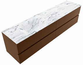 Mondiaz Vica DLux badmeubel 200cm rust 4 lades met wastafel glace links zonder kraangat