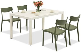 King/Provence tuinset wit en groen voor 4 personen Bica